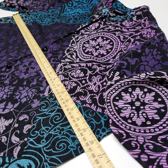 Maggie Barnes Womens Long Sleeve Toggle Button Tunic Size 1X Purple Floral Artsy - Picture 5 of 8